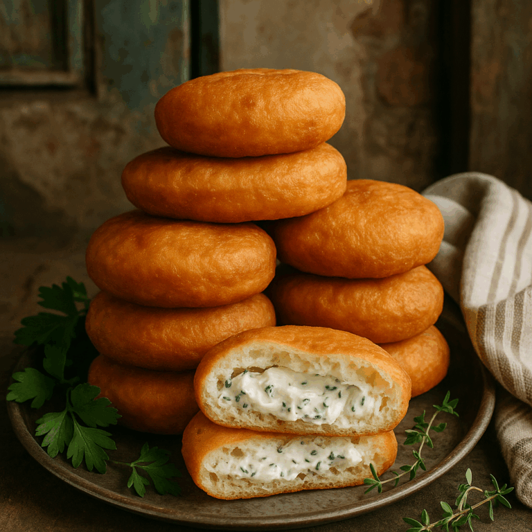 Vetkoek with Herbed Cream Cheese Filling